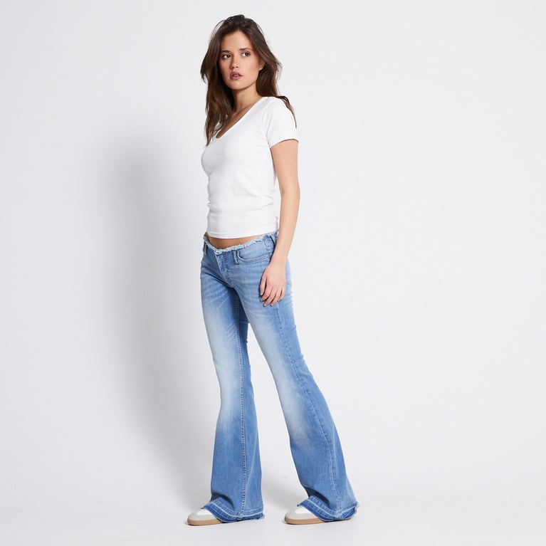 No waist flare jeans "Fray" Light used